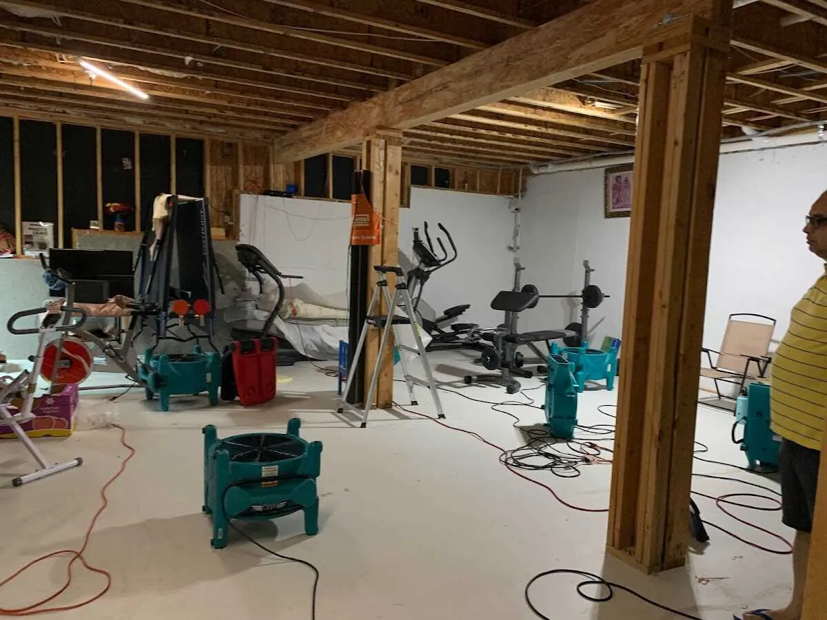 Basement drying equipment setup for Contents Cleaning & Restoration in Helena